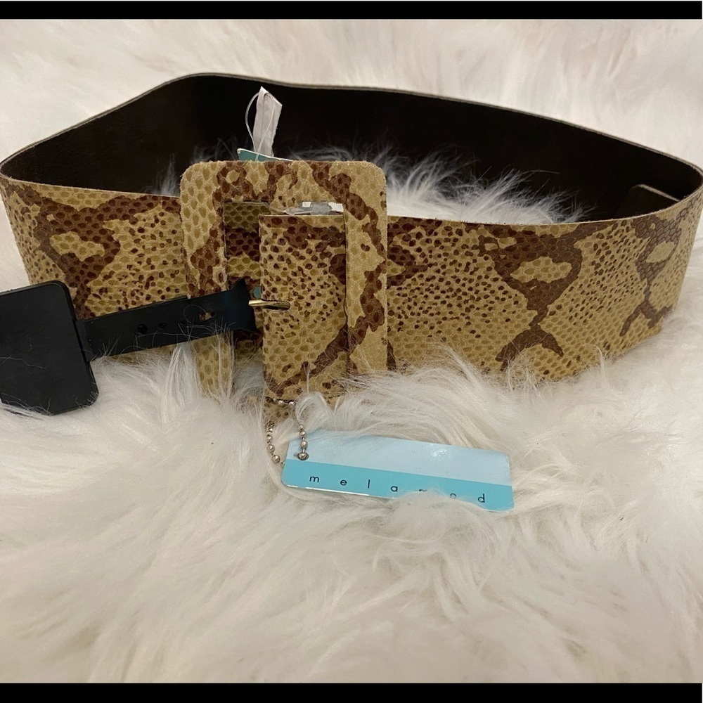 Melamed snake beige leather belt womens medium